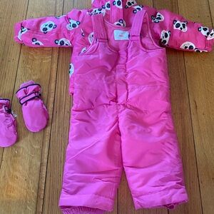 The Children's Place Pink Panda Snowsuit Set